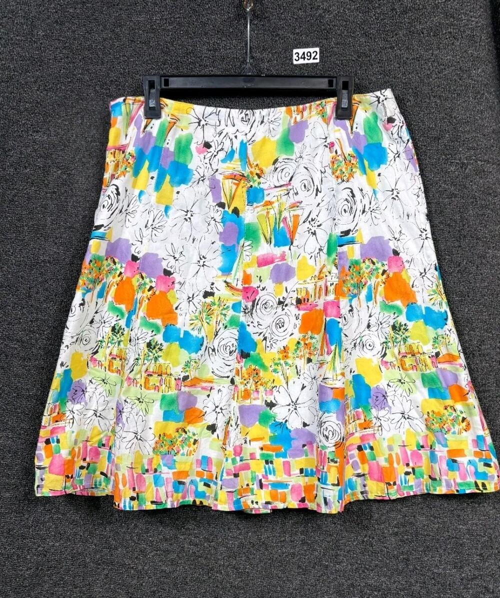 One Dream One Wish A-Line Skirt Womens Size 14 Floral Art Multicolor Knee Length - Picture 1 of 6